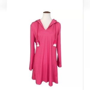Cabana Life UPF 50+ Pink Hooded Beach Coverup Dress Sun Protection Size Large